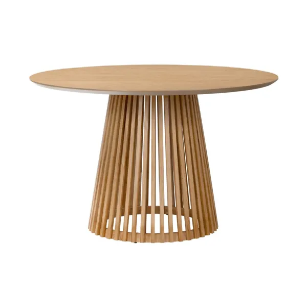 Natural Wood 120cm Small Round Dining Table Slatted Base