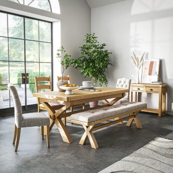 Natural Oak Extra Large Extending Dining Table 200 to 245cm