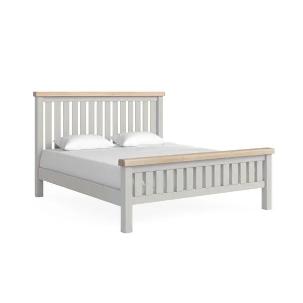 Grey Washed Oak 6ft Super King Slatted Bed Frame Oak Top