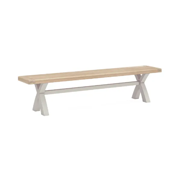 Grey Wood Large Cross Bench Oak Top