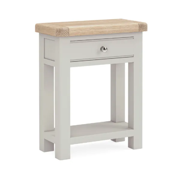 Light Grey Wood Telephone Table Oak Top with Drawer