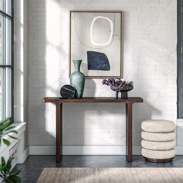 Sandblasted Dark Oak Console Table Panel Legs