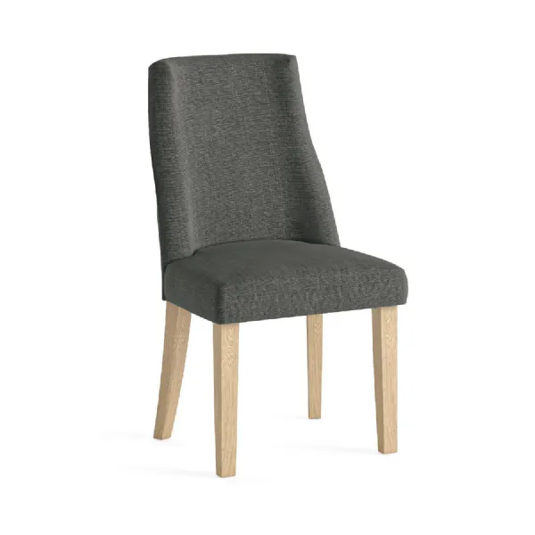 Charcoal Fabric Upholstered Dining Chair Light Wood Legs