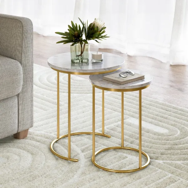 NEST GOLD BASE WHITE MARBLE
