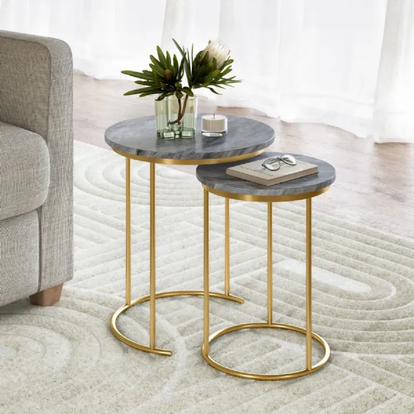 NEST GOLD BASE GREY MARBLE