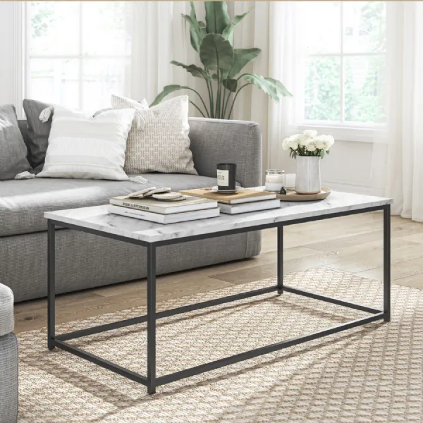 RECT COFFEE GREY BASE WHITE MARBLE