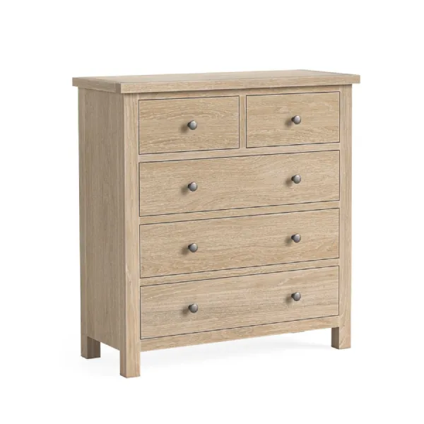 White Wash Oak 2 Over 3 Chest of Drawers