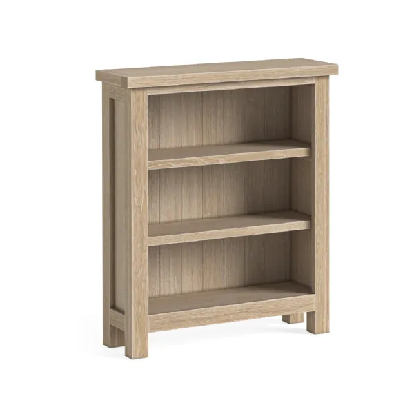 White Wash Oak 3 Tier Low Open Bookcase