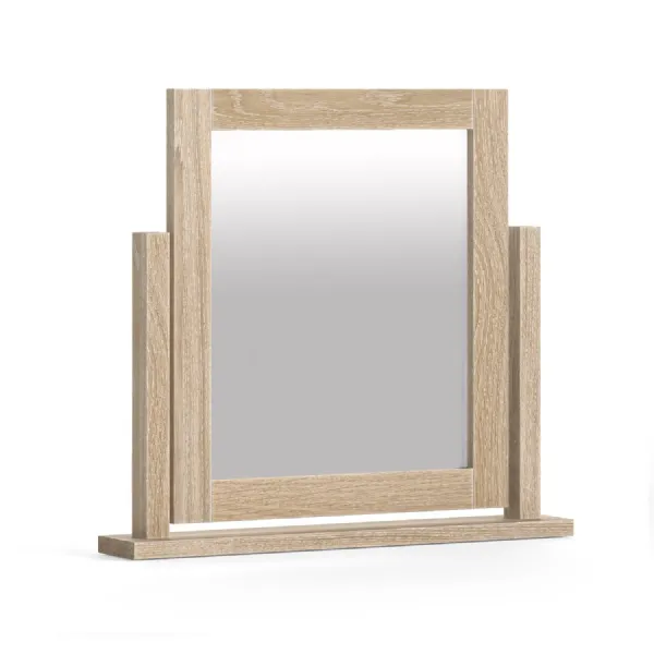 White Wash Oak Vanity Mirror with Adjustable Tilt
