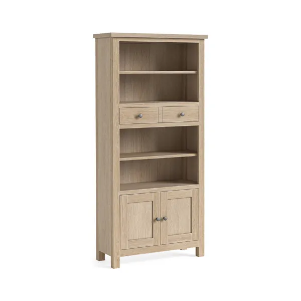 White Washed Oak 2 Door 2 Drawer Open Display Unit