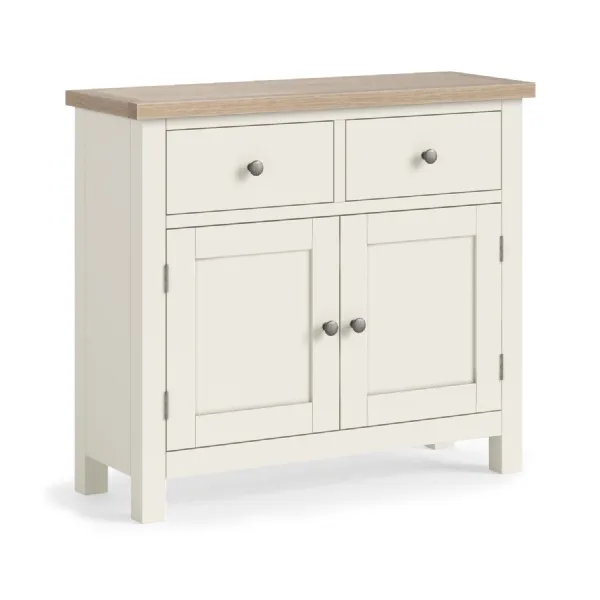 Coconut Wood 2 Door 2 Drawer Small Sideboard Oak Top
