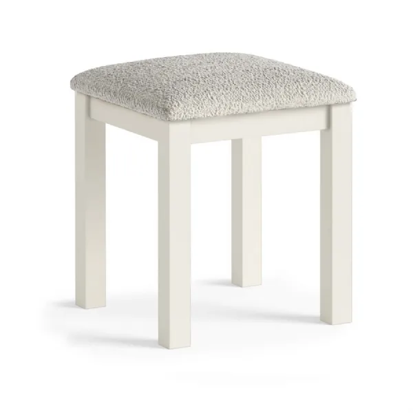 Coconut Wood Square Dressing Table Stool Grey Fabric Seat