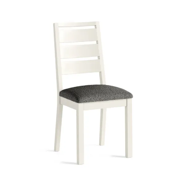 Coconut Wood Ladder Back Dining Chair Grey Fabric Seat