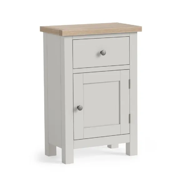 Light Grey Wood 1 Door 1 Drawer Telephone Cupboard Oak Top