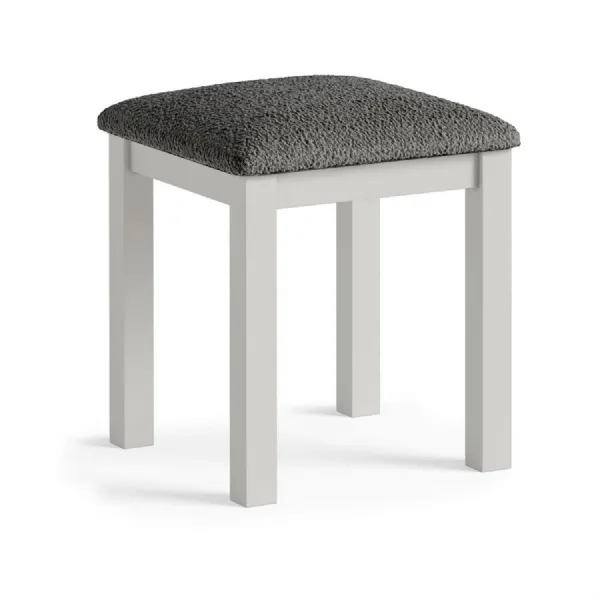 Light Grey Wood Square Dressing Table Stool Fabric Seat