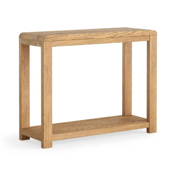 Natural Wood Console Table with Shelf