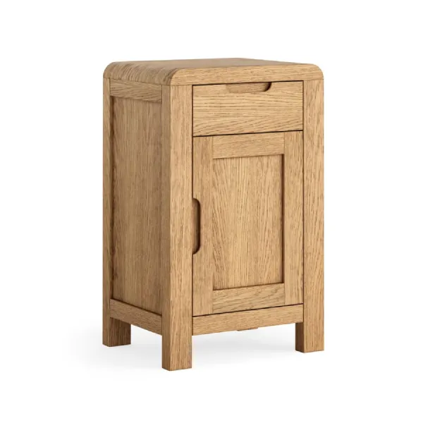 Natural Wood 1 Door 1 Drawer Single Cupboard