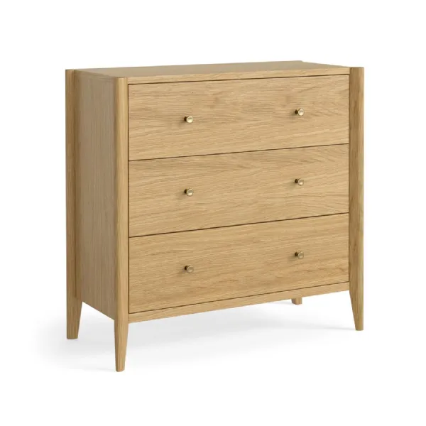 Oak Chest of 3 Drawers Tapered Legs