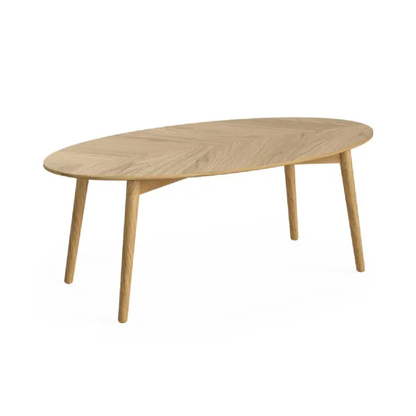 Oak Herringbone Top Oval Large Coffee Table