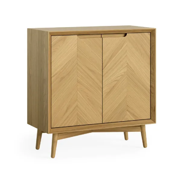 Oak 2 Door Herringbone Design Small Cupboard