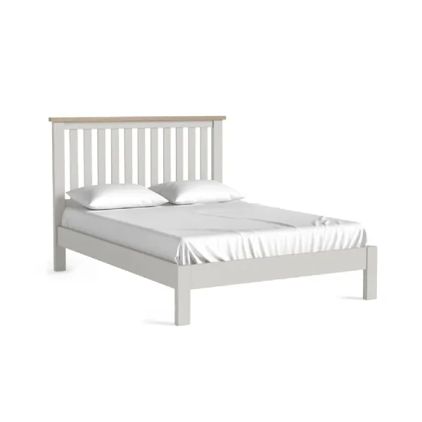 Light Grey 4ft6in Double Low Footend Bed Slatted Headboard