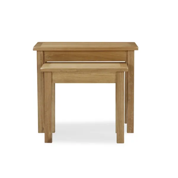 Waxed Oak Nest of 2 Side Tables