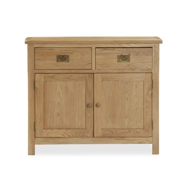 Oak 2 Door 2 Drawer Compact Small Sideboard