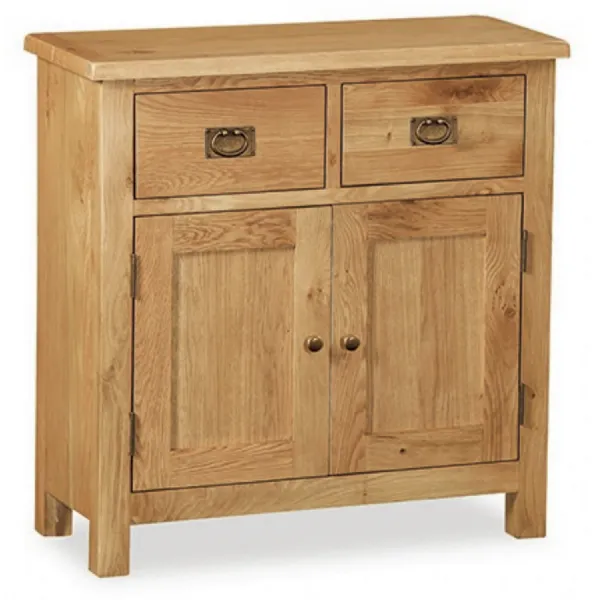 Oak 2 Door 2 Drawer Mini Sideboard Curved Edges