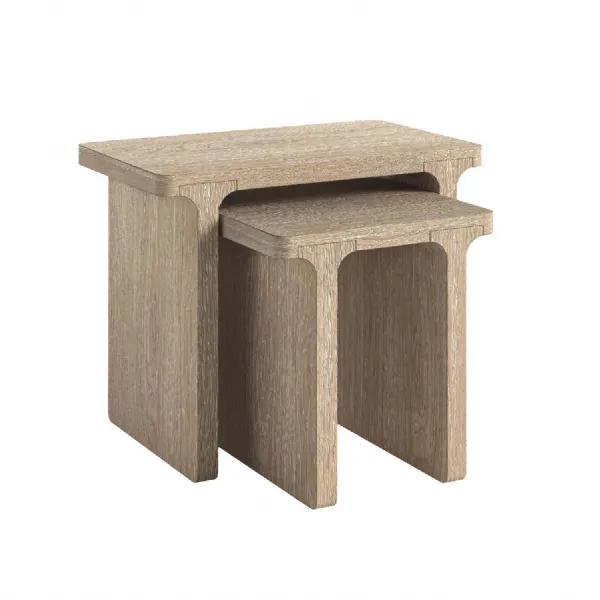 White Wash Oak Nest of 2 Side Tables Scandinavian Style