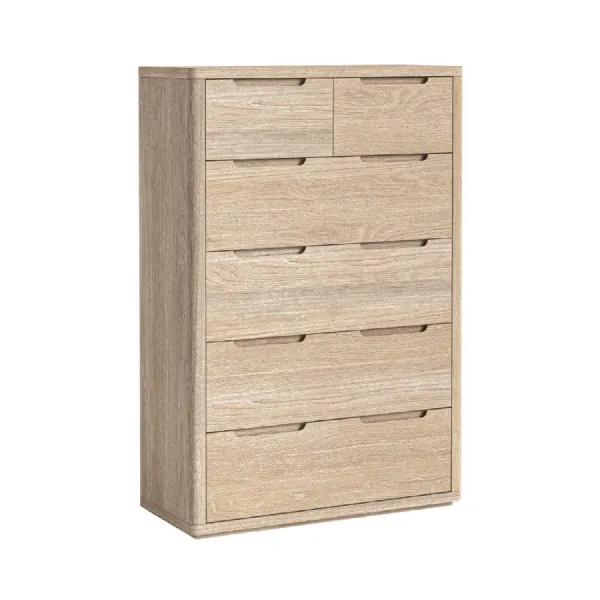 Natural Oak 2 Over 4 Chest of Drawers Cut Out Handles