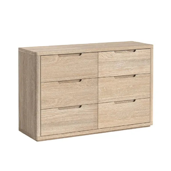 Light Oak Chest of 6 Drawers Scandinavian Design