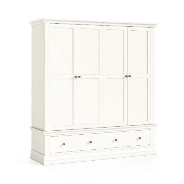 Coconut Milk Wood 4 Door 2 Drawer Extra Large Wardrobe