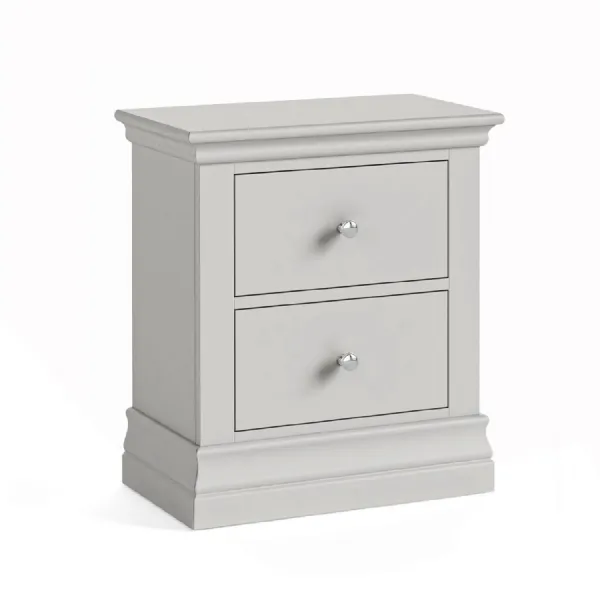 Light Grey Wood 2 Drawer Small Bedside Table