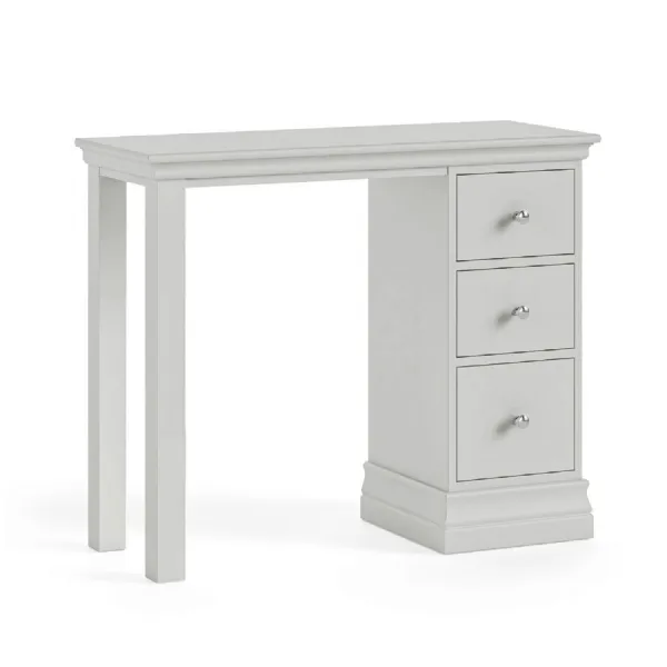 Light Grey Wood 3 Drawer Single Pedestal Dressing Table