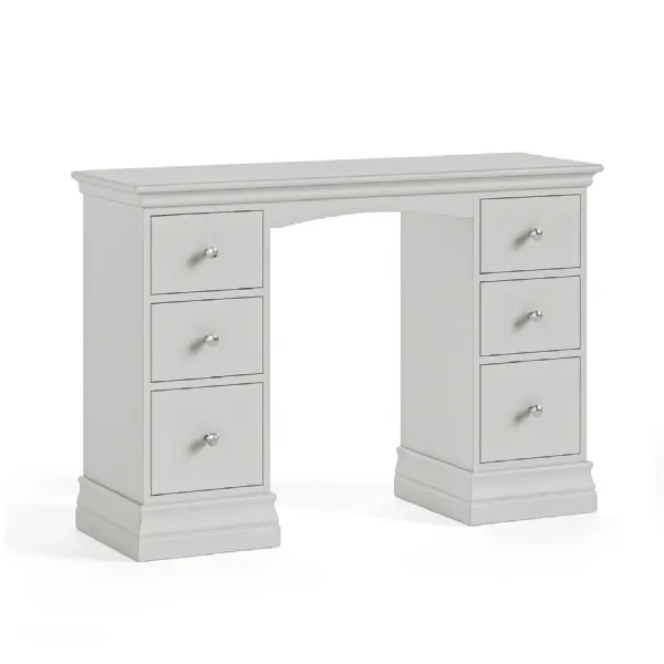 Light Grey Wood 6 Drawer Double Pedestal Dressing Table