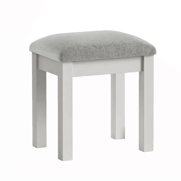 Light Grey Wood Stool Grey Fabric Seat