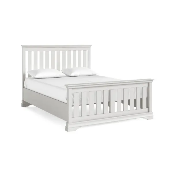Light Grey Wood 5ft King Size Slatted Bed Foot End