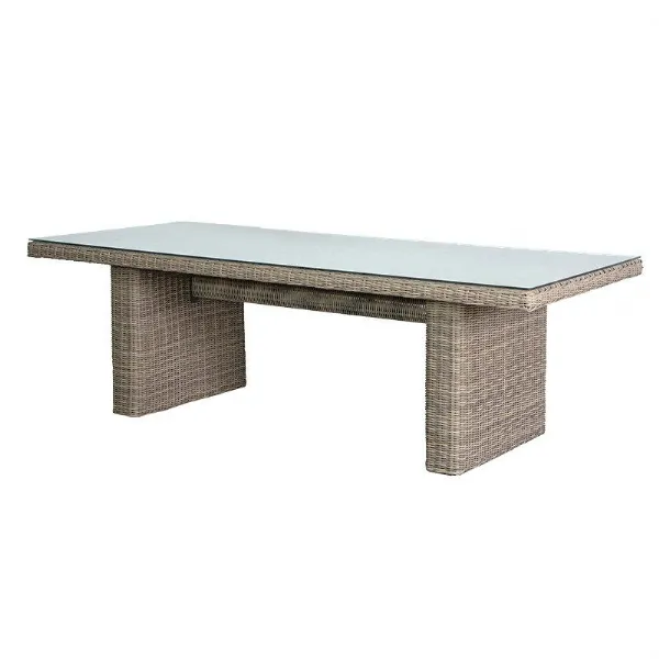 Outdoor Glass Top Rattan Dining Table