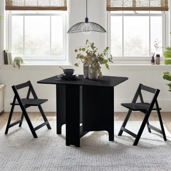 Gatan Small Gateleg Table With 2 Chairs Black