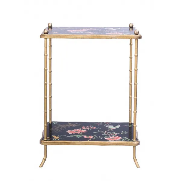 Black Lyre Bird Design 2 Tier Table
