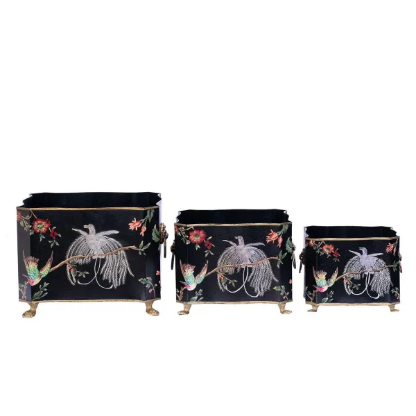 Black Lyre Bird Design Nest of 3 Boxes
