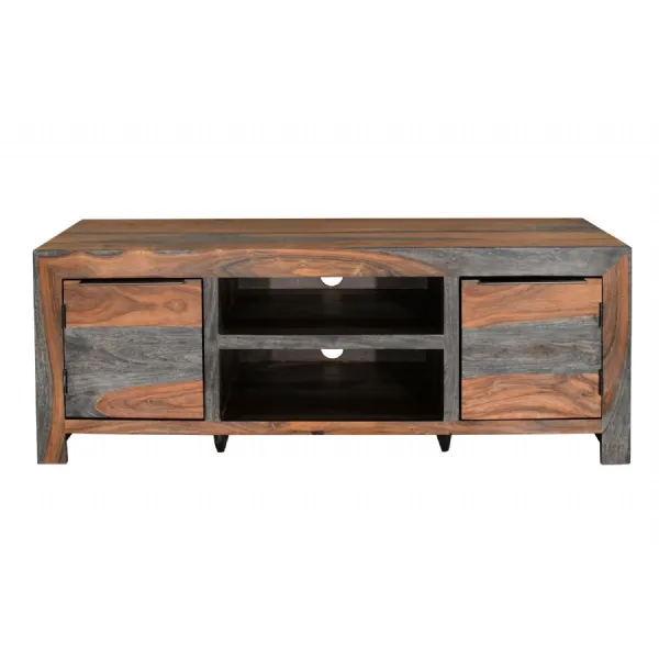 Modern Two Tone Sheesham Wood 2 Door TV Unit