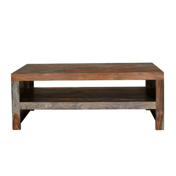 Modern Two Tone Sheesham Wood TV Unit with Open Shelf
