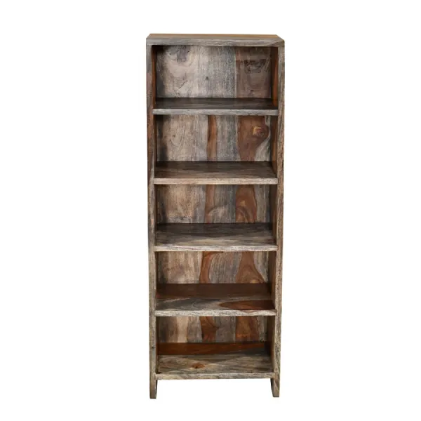 Modern Grey and Brown Sheesham Wood CD DVD Rack