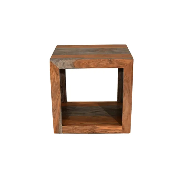Modern Grey and Brown Sheesham Wood 1 Hole Display Unit