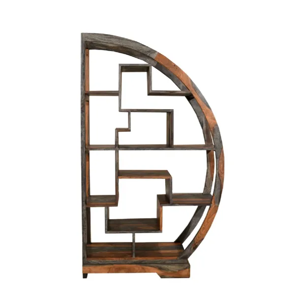 Modern Two Tone Sheesham Wood Half Round Display Unit