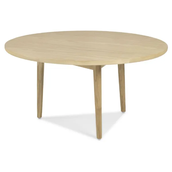Modern Solid Oak Round Coffee Table with Matt Lacquer Finish