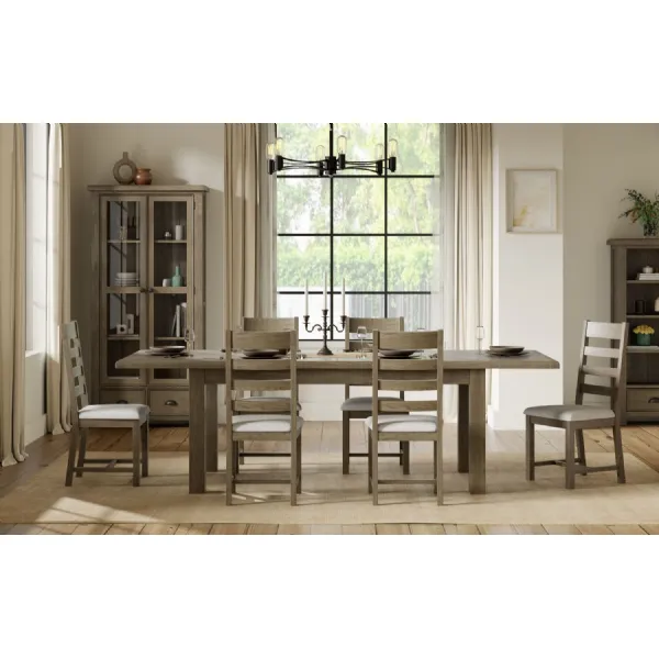 Farmhouse Solid Oak Rectangular 1 Leaf 6 to 8 Seater Extending Dining Table
