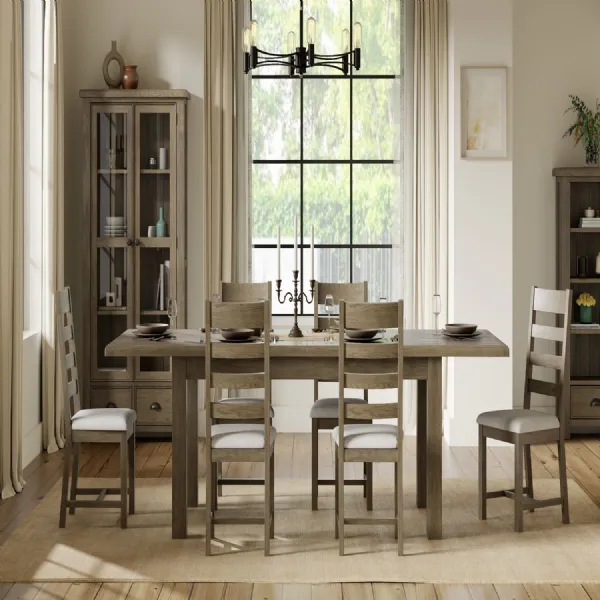 Farmhouse Solid Oak Rectangular 1 Leaf 4 to 6 Seater Extending Dining Table
