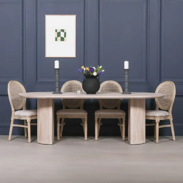 Blanche Acacia Fluted Oval Dining Table